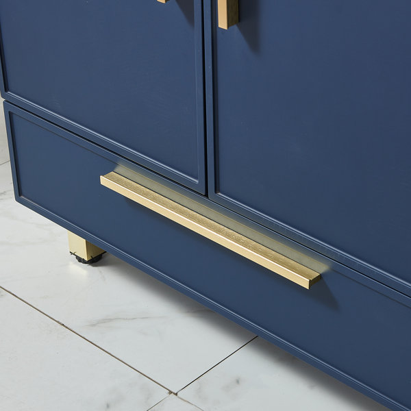 Mercer41 Lizzmore 30" Blue Modern Freestanding Vessel Bathroom Vanity